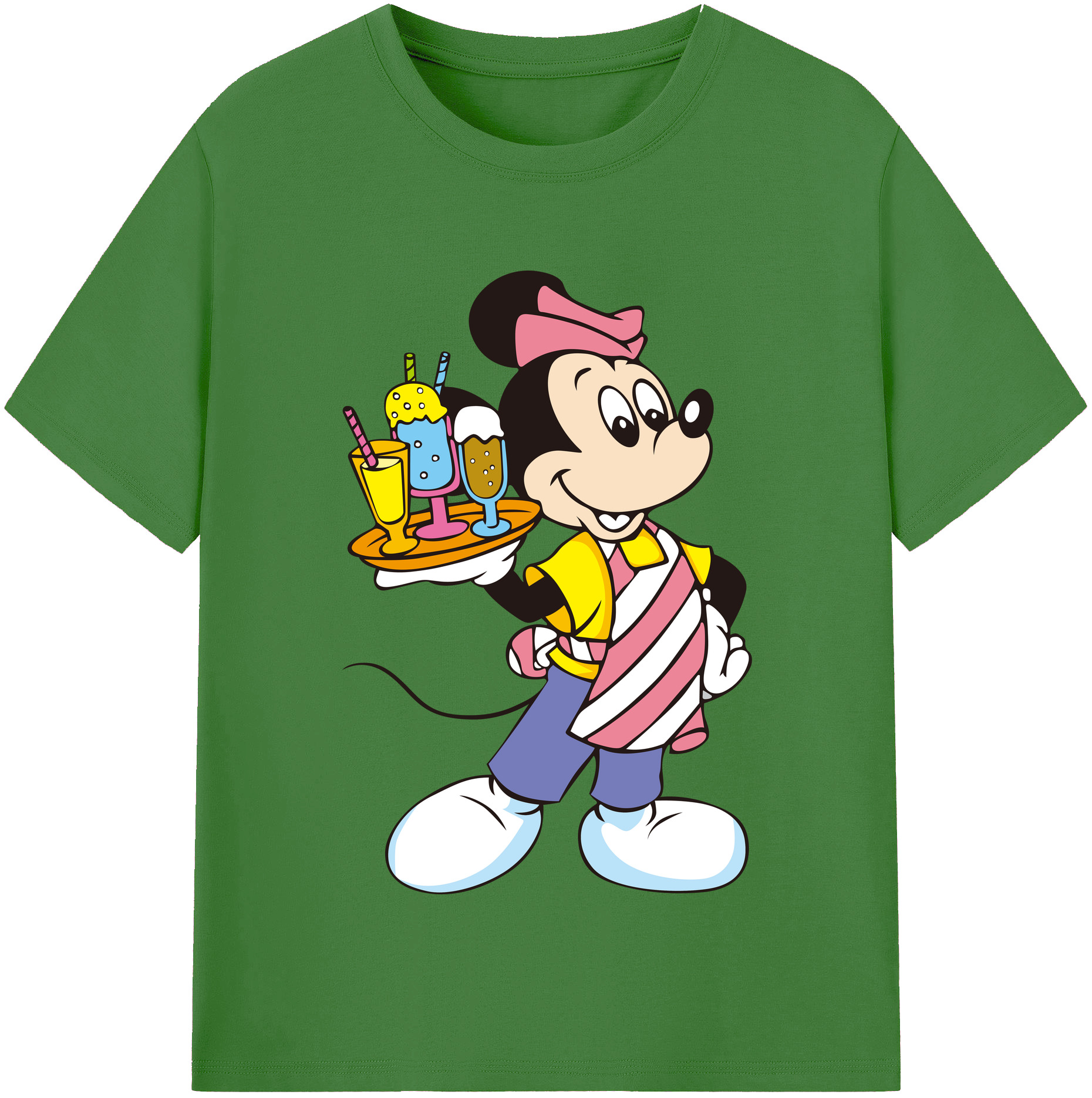 （画像用） ミッキーマウス Mickey Mouse レディースカジュアルプリントTシャツ（綿100％）